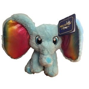 Kellytoy 8" Big Ear Elephant Blue Soft Plush stuffed animal tags
